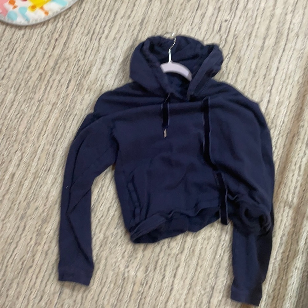Navy blue velvet string sweatshirt​​​​​​​​